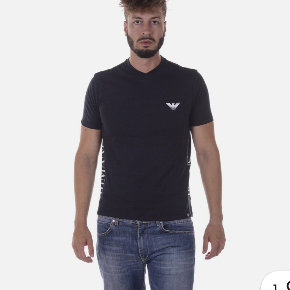 Men’s Emporio Armani Jeans Cotton Stretch V-Neck T-Shirt Sz M